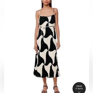 Whistles Elegant Black and White Women's Pleated Dress